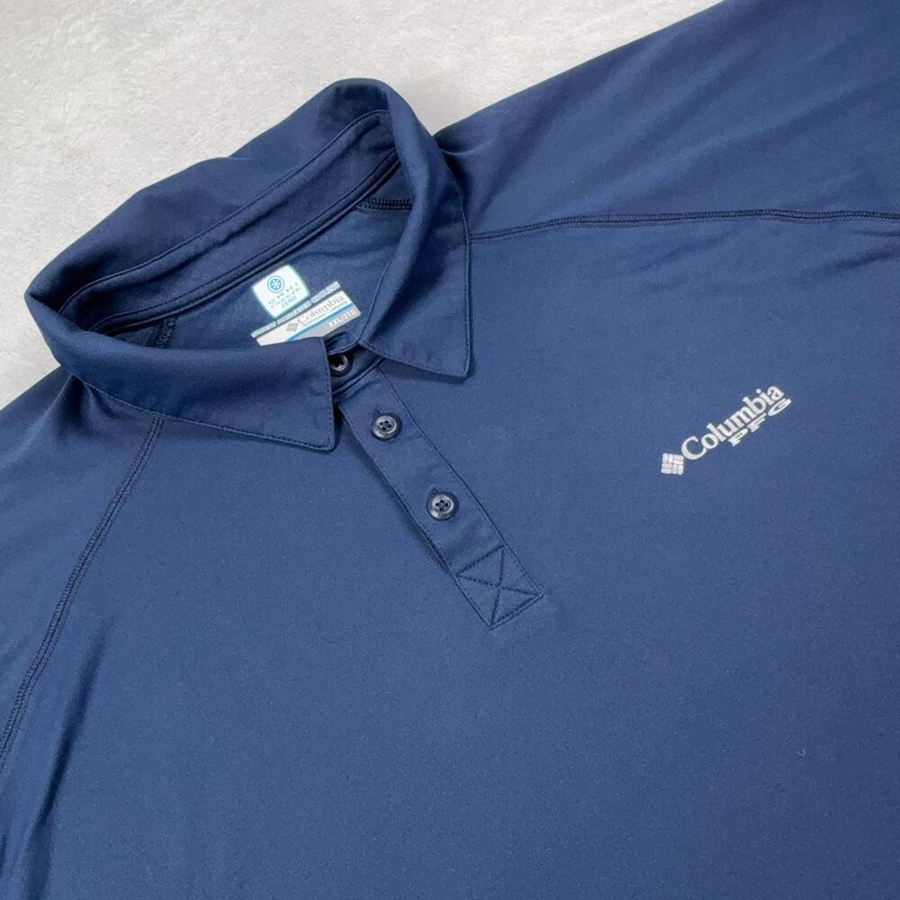 Columbia Omni Freeze Zero Polo Shirt Mens 2XL Blue Moisture Wicking Golf Fishing